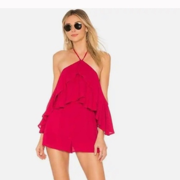 NWT L*Space Seaside Ruffle Romper in Cherry Red Size small - Picture 4 of 16